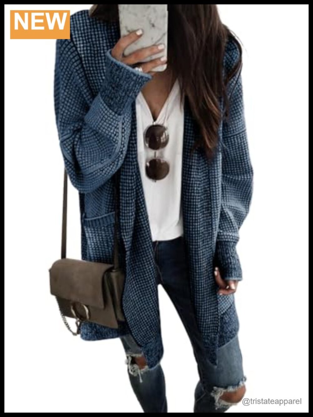 Sidefeel Women's Open Front Hooded Cardigan Chunky Knit Sweater